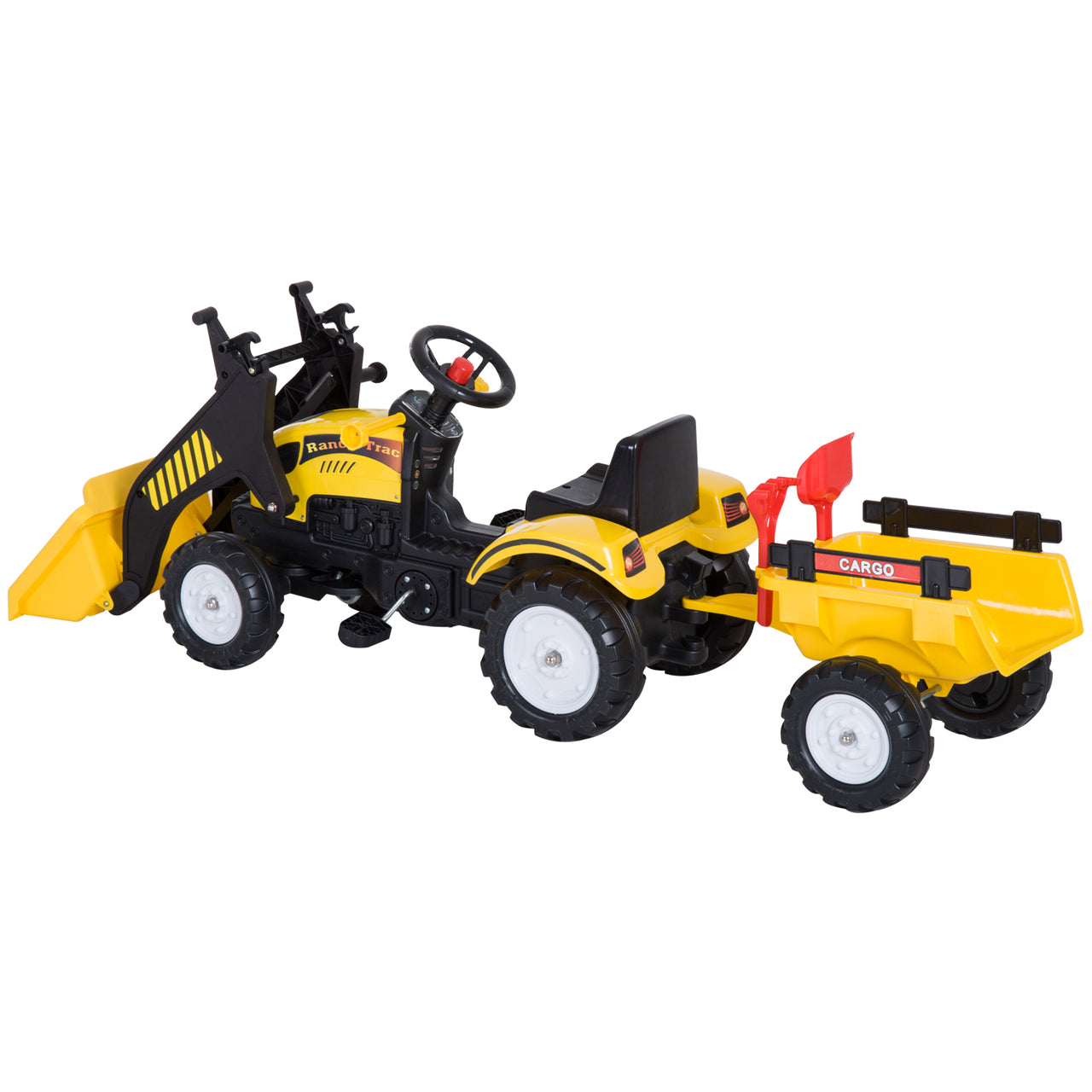 Traptractor met aanhanger zwart en geel 167 x 41 x 52 cm speelgoed