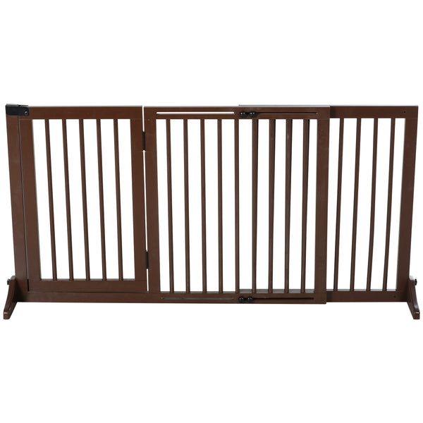 Verstelbaar bruin hondenhek 113–116 x 71 cm – Veilig voor trap of deur