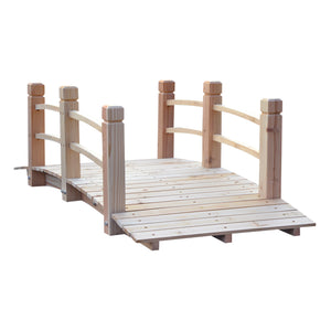 Houten tuinbrug 152×67×48 cm – stevige loopbrug van massief hout voor vijver en sfeervolle tuininrichting