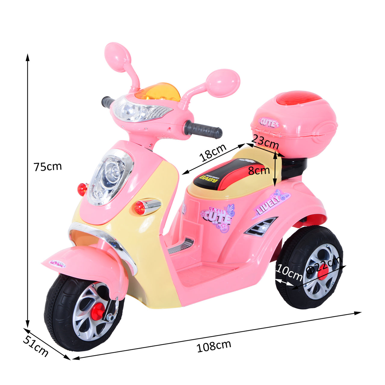 Elektrische kinderscooter 6V in roze/geel – Voor kinderen vanaf 3 jaar