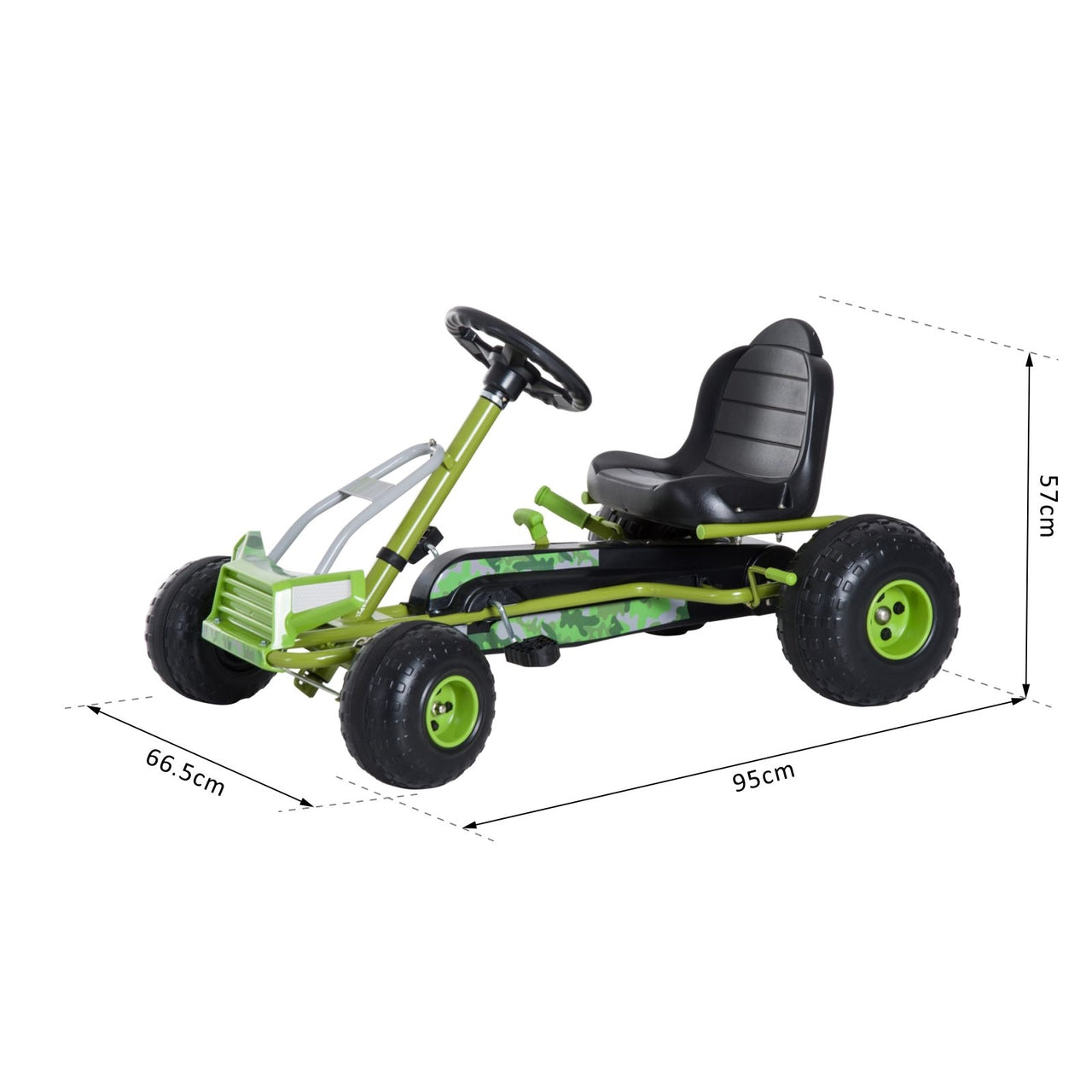 Groene skelter voor kinderen van 3–6 jaar – Stevig model 95x66,5x57 cm