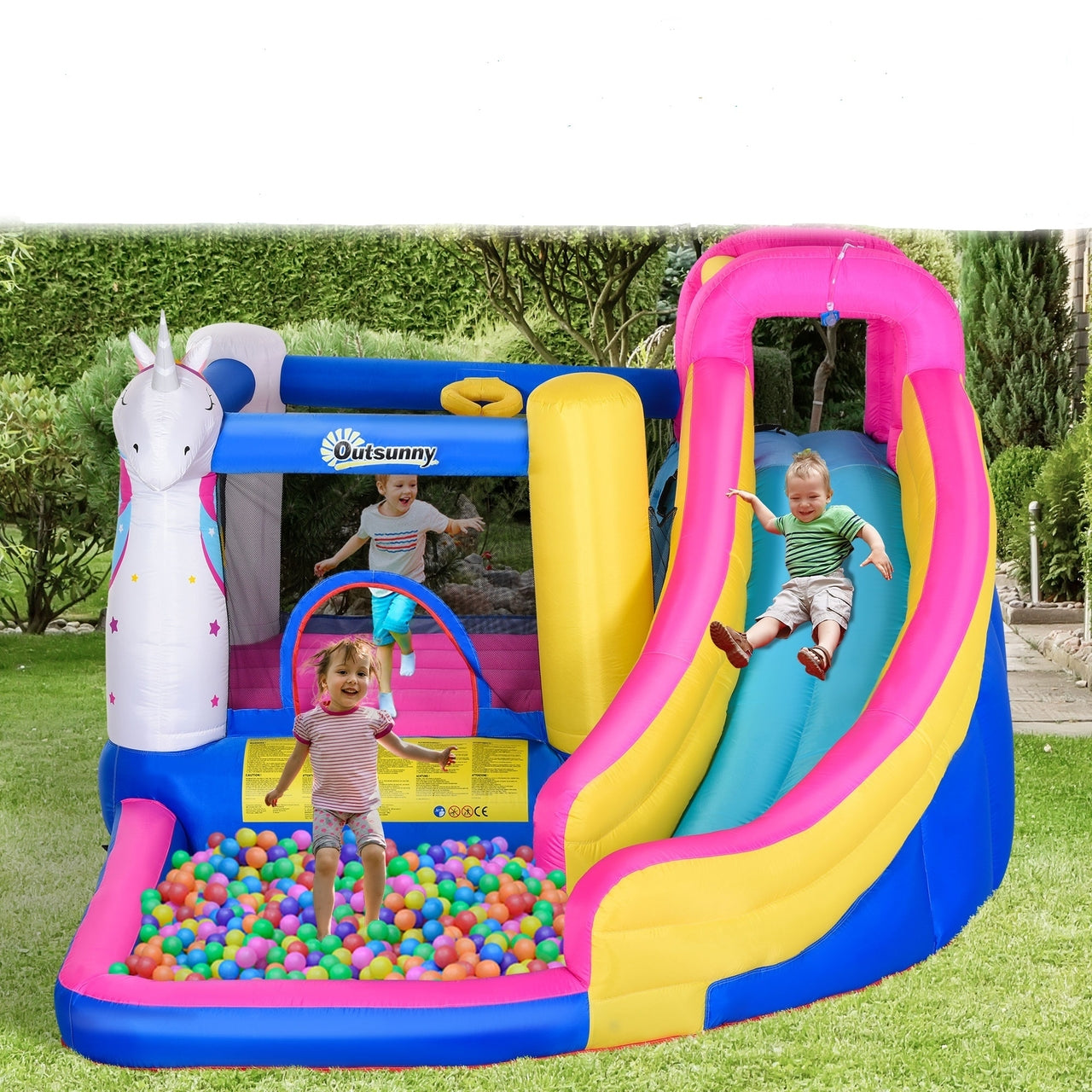 Zwembad springkasteel waterpark met glijbaan 380L x 320B x 210H cm