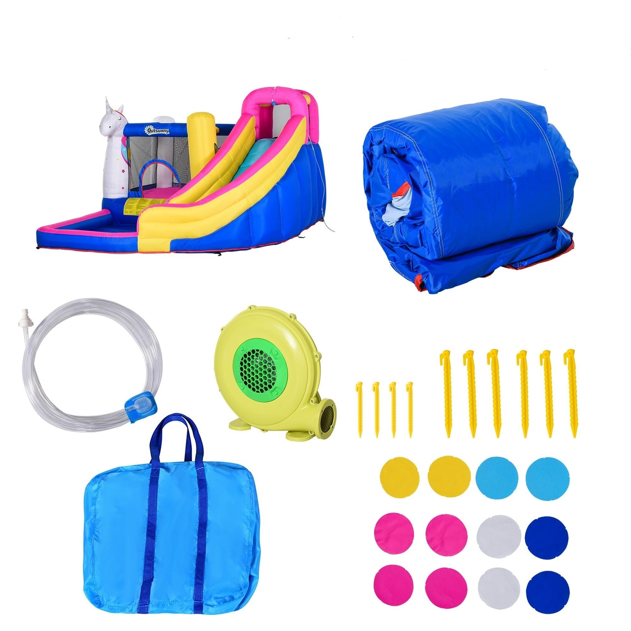 Zwembad springkasteel waterpark met glijbaan 380L x 320B x 210H cm