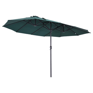 Grote dubbele parasol 460x270 cm donkergroen – Met handslinger voor moeiteloze bediening en optimale schaduw buiten