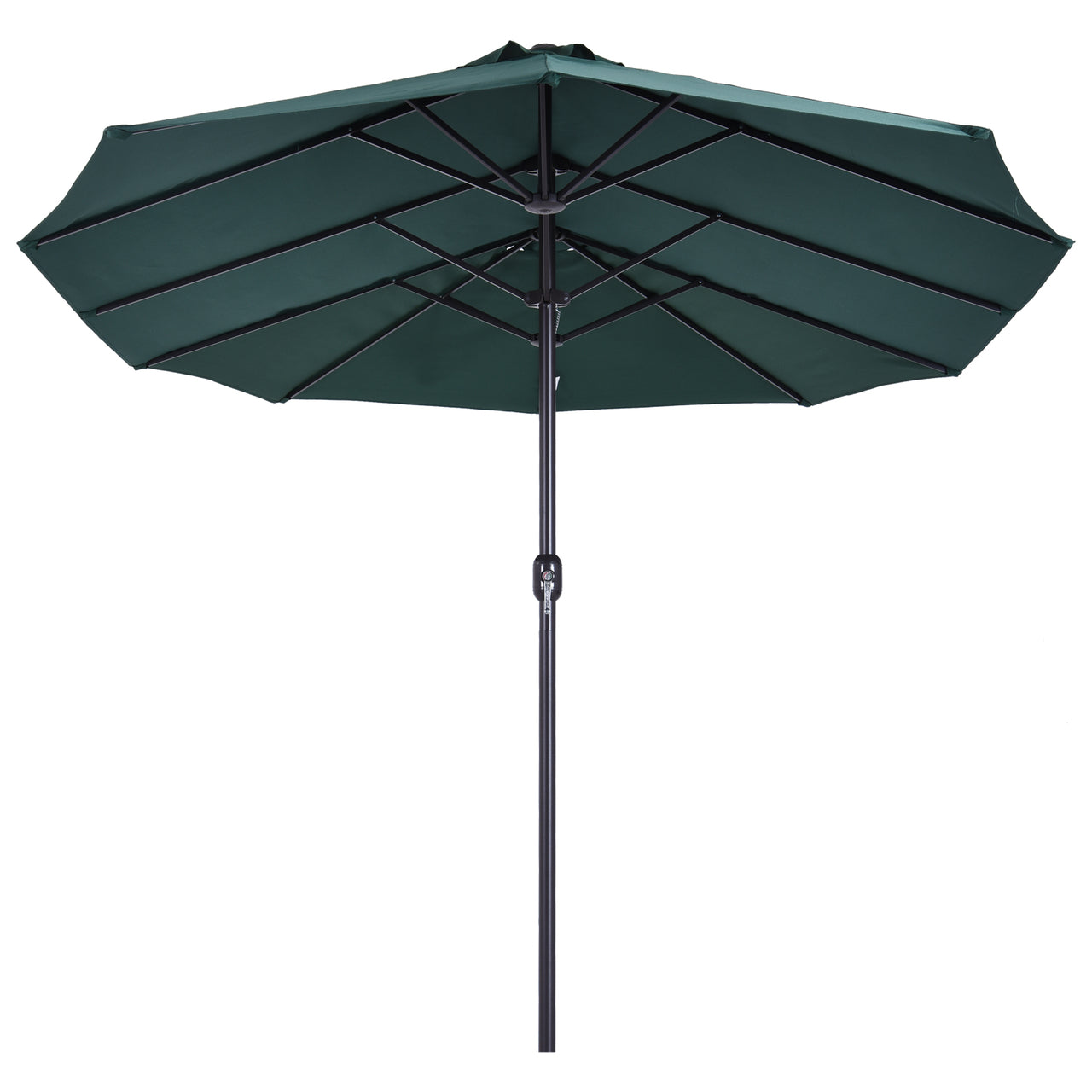 Grote dubbele parasol 460x270 cm donkergroen – Met handslinger voor moeiteloze bediening