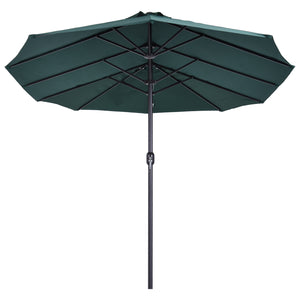 Grote dubbele parasol 460x270 cm donkergroen – Met handslinger voor moeiteloze bediening en optimale schaduw op het terras