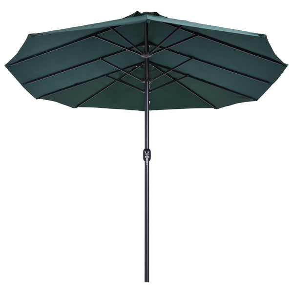 Grote dubbele parasol 460x270 cm donkergroen – Met handslinger voor moeiteloze bediening
