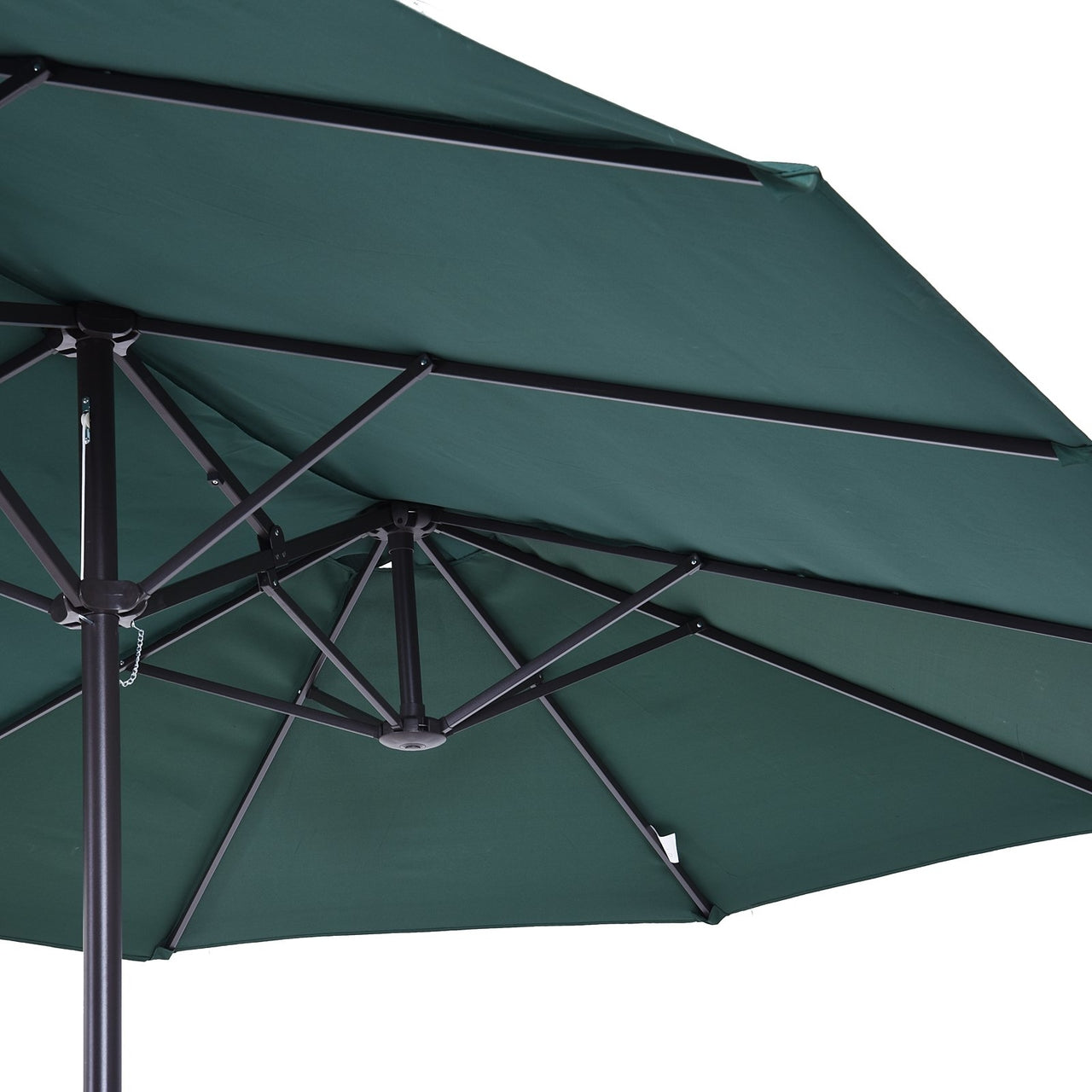 Grote dubbele parasol 460x270 cm donkergroen – Met handslinger voor moeiteloze bediening