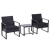 2-persoons tuinset zwart polyrotan – Incl. tafel & stoelen voor balkon of tuin