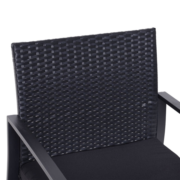 2-persoons tuinset zwart polyrotan – Incl. tafel & stoelen voor balkon of tuin