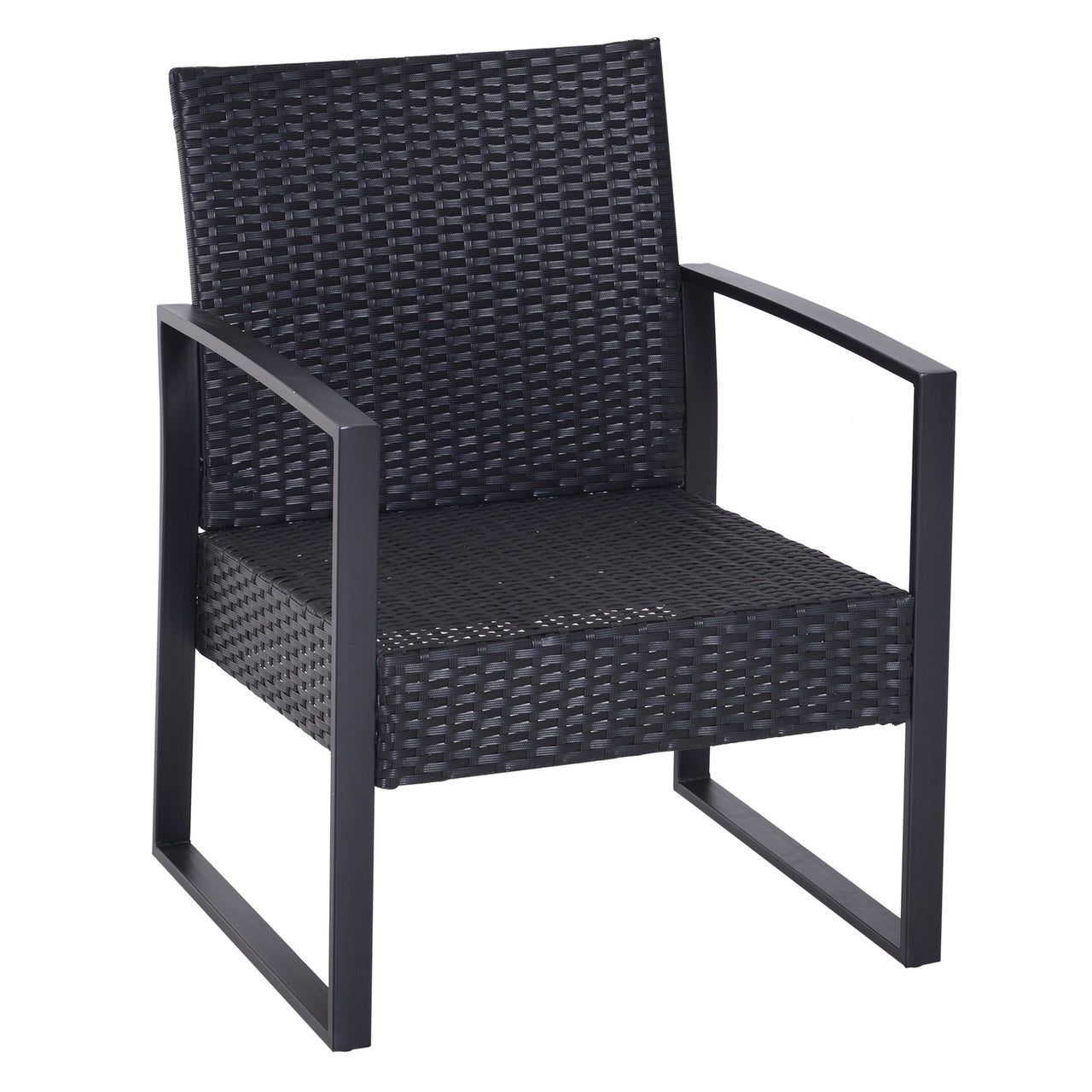 2-persoons tuinset zwart polyrotan – Incl. tafel & stoelen voor balkon of tuin