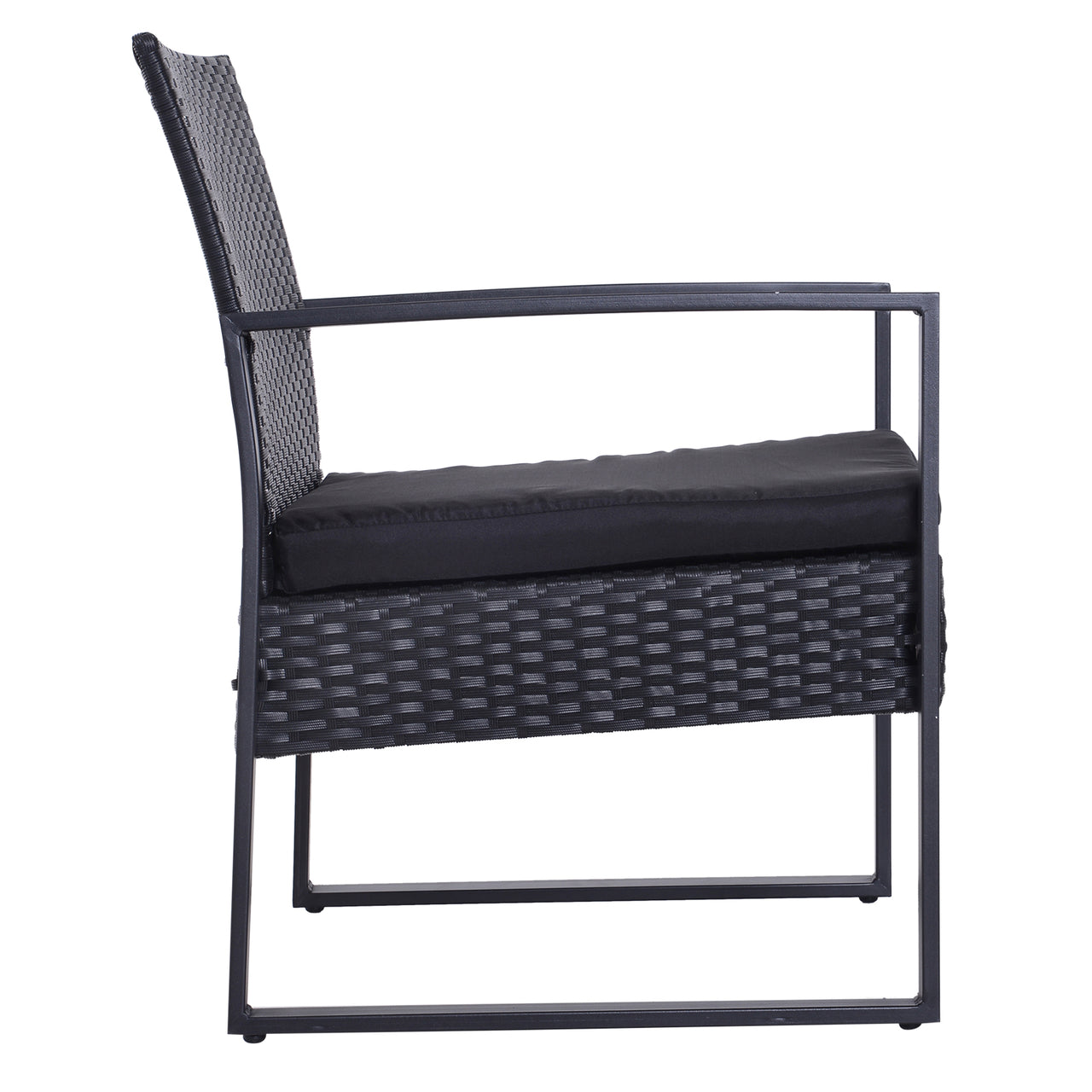 2-persoons tuinset zwart polyrotan – Incl. tafel & stoelen voor balkon of tuin