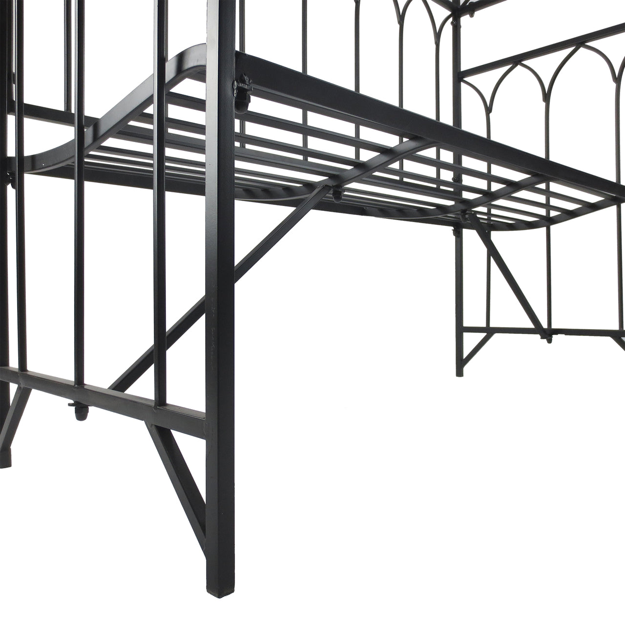 Decoratieve metalen tuinbank met rozenboog – 115x50x203 cm voor tuin of terras