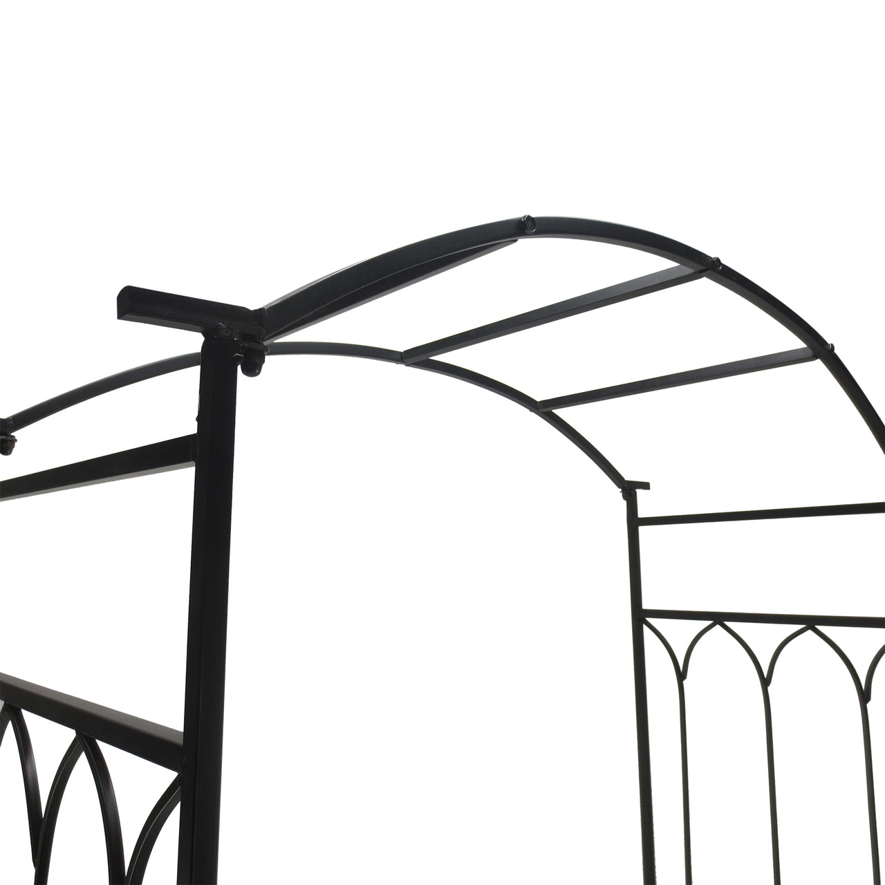 Decoratieve metalen tuinbank met rozenboog – 115x50x203 cm voor tuin of terras