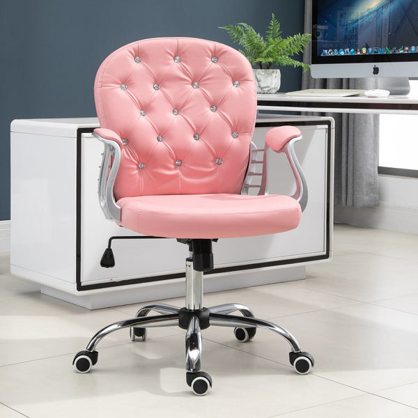 Ergonomische roze bureaustoel – Comfortabele bureaustoel 59,5x60,5x105 cm voor werk en ontspanning