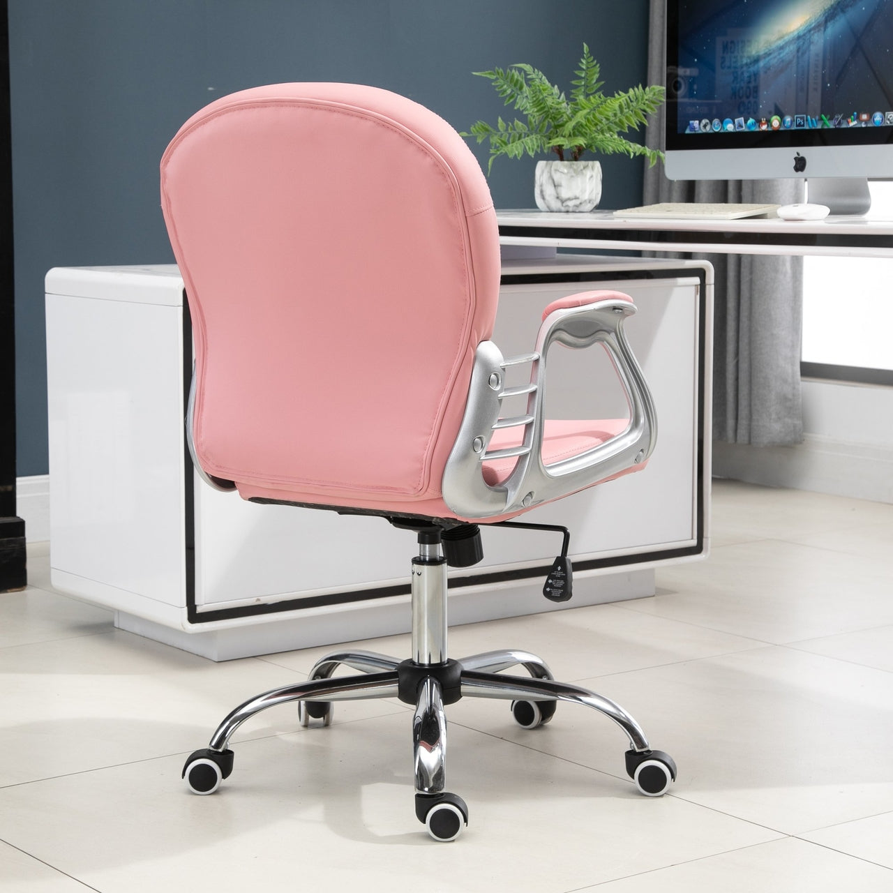 Ergonomische roze bureaustoel – Comfortabele bureaustoel 59,5x60,5x105 cm voor werk en ontspanning