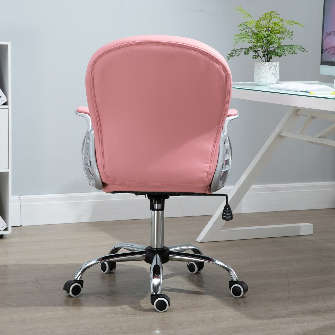 Ergonomische roze bureaustoel – Comfortabele bureaustoel 59,5x60,5x105 cm voor werk en ontspanning