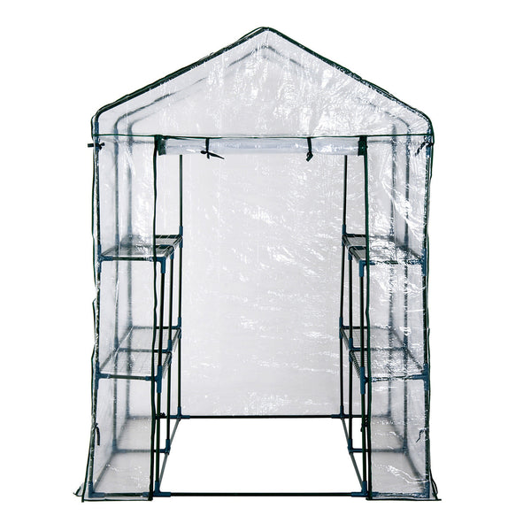 Ruime planten- en tuinkas met schappen – 143x143x195 cm