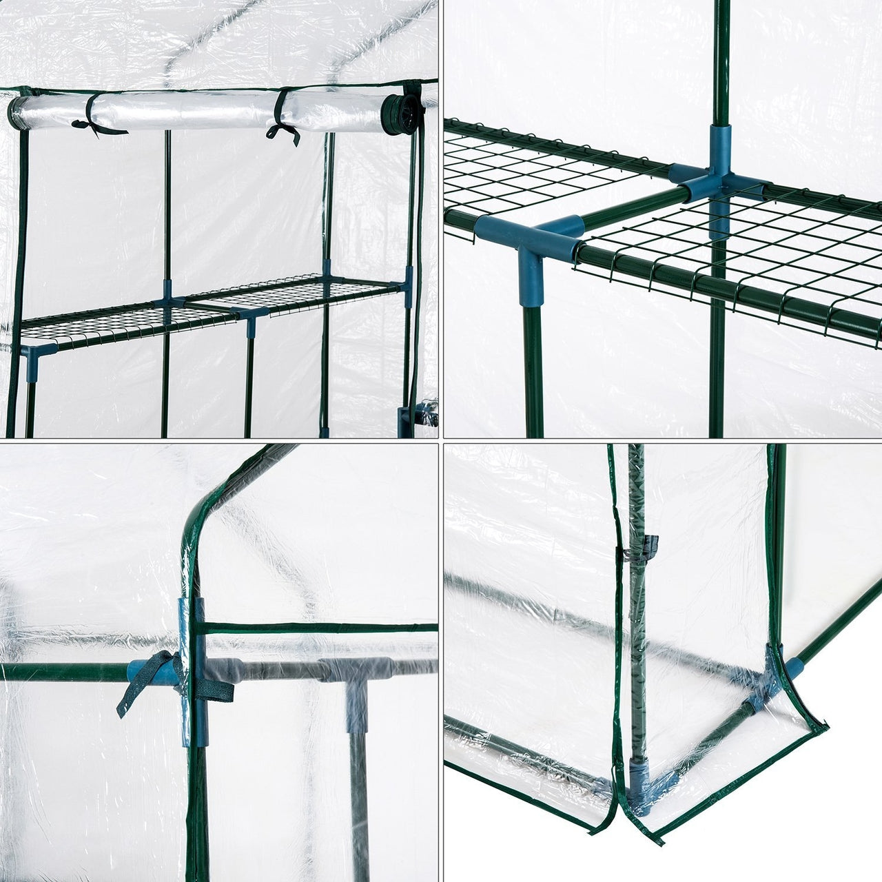 Ruime planten- en tuinkas met schappen – 143x143x195 cm