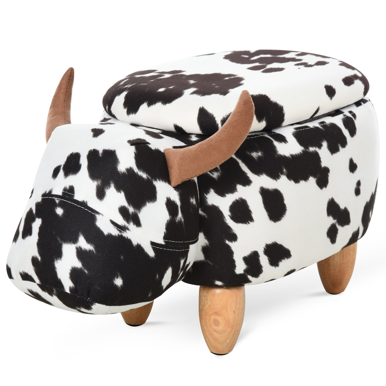 Zwart-witte poef met opbergruimte – 62x35x36 cm kinderstoel met multifunctioneel design