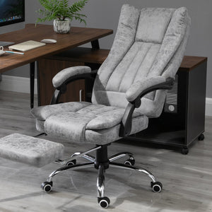 Grijze bureaustoel met massage en verwarming – Ligfunctie en verstelbare voetensteun voor ultiem zitcomfort en ontspanning