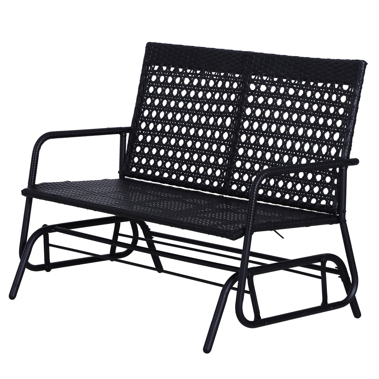 2-zits schommelbank van polyrotan zwart – perfect voor tuin en terras, 120x76x90 cm