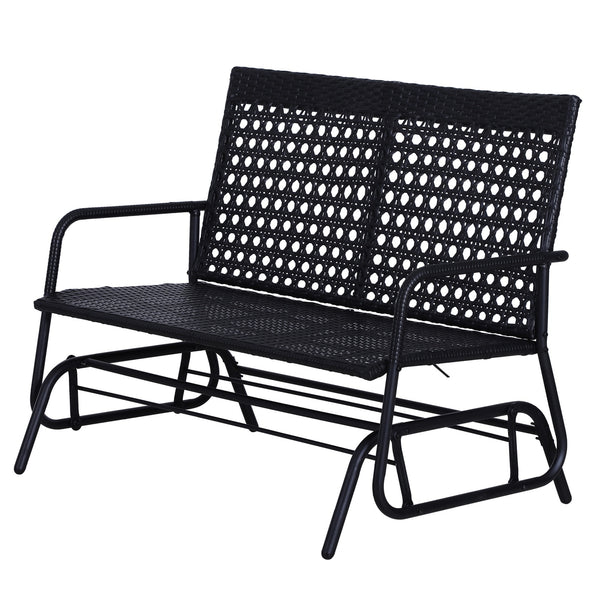 2-zits schommelbank van polyrotan zwart – perfect voor tuin en terras, 120x76x90 cm