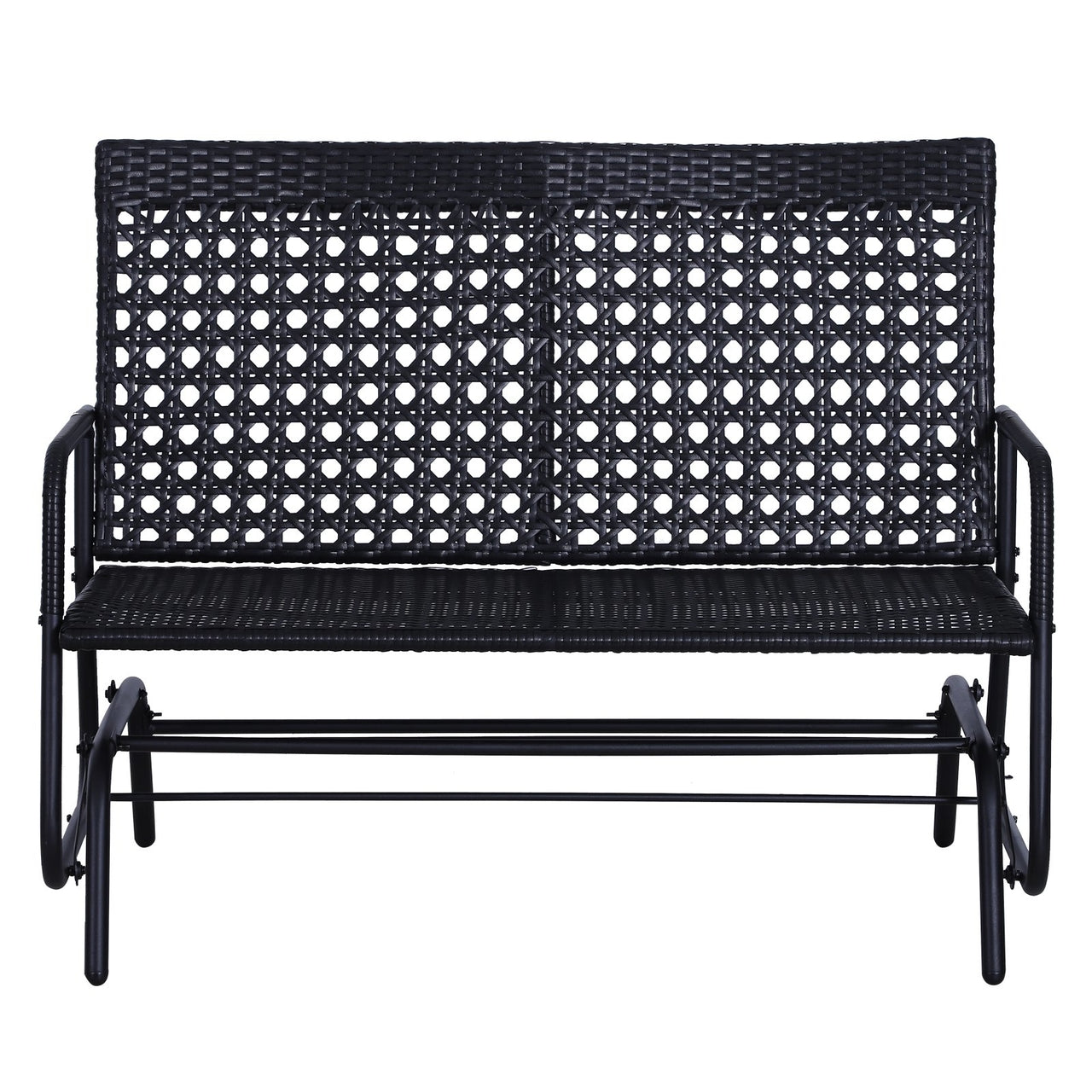 2-zits schommelbank van polyrotan zwart – perfect voor tuin en terras, 120x76x90 cm