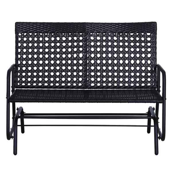 2-zits schommelbank van polyrotan zwart – perfect voor tuin en terras, 120x76x90 cm