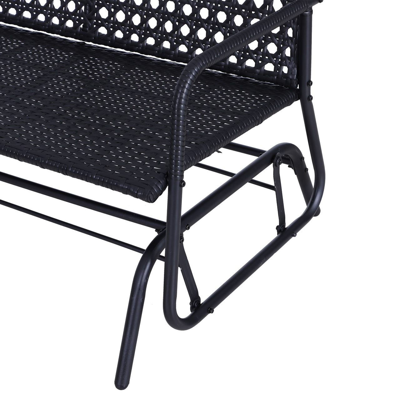 2-zits schommelbank van polyrotan zwart – perfect voor tuin en terras, 120x76x90 cm