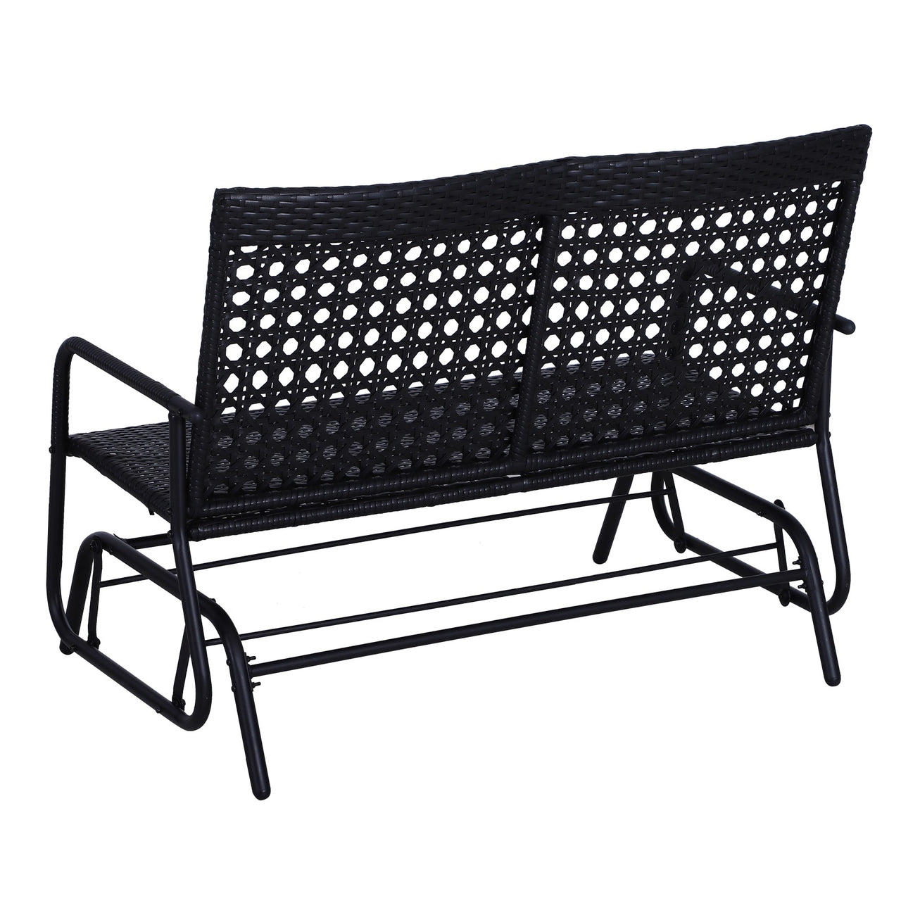 2-zits schommelbank van polyrotan zwart – perfect voor tuin en terras, 120x76x90 cm