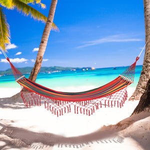 2-persoons weerbestendige hangmat – kleurrijk design, 200x100 cm voor buiten met stevig katoen en polyester materiaal