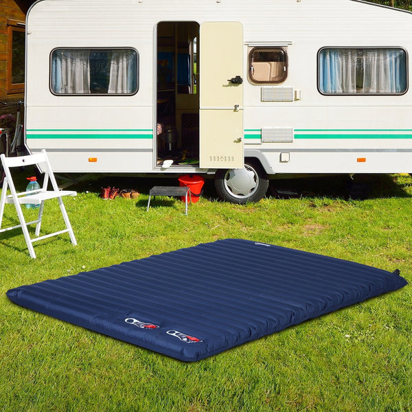 2-persoons zelfopblazend luchtbed blauw – ideaal voor camping, snel en makkelijk op te blazen