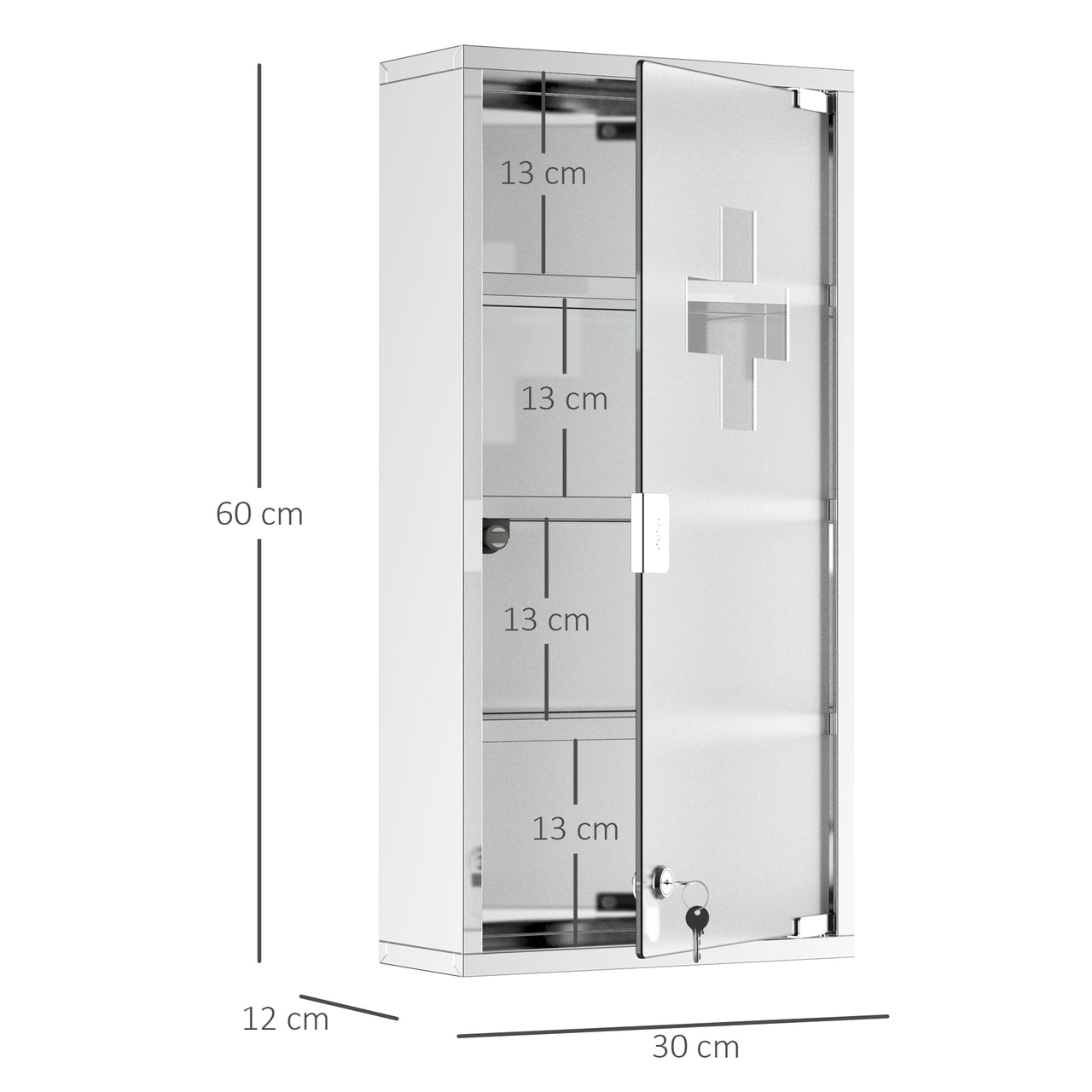 RVS medicijnkast met spiegel – 30x12x60 cm voor veilige en georganiseerde opslag