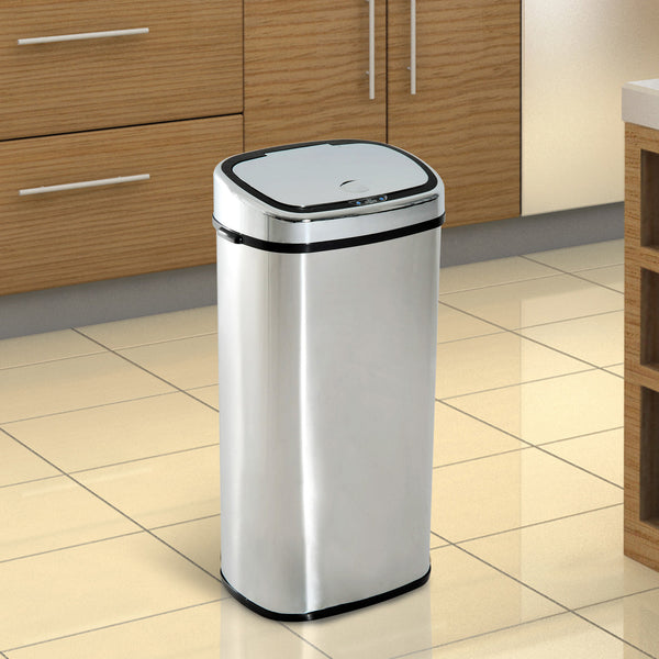 68 liter prullenbak met sensor – RVS zilver, hygiënisch en praktisch voor elke ruimte