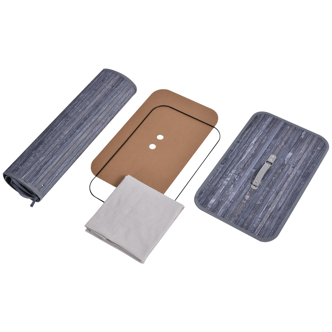 Bamboe wasmand 100L luxe wassorteerder met 2 compartimenten grijs
