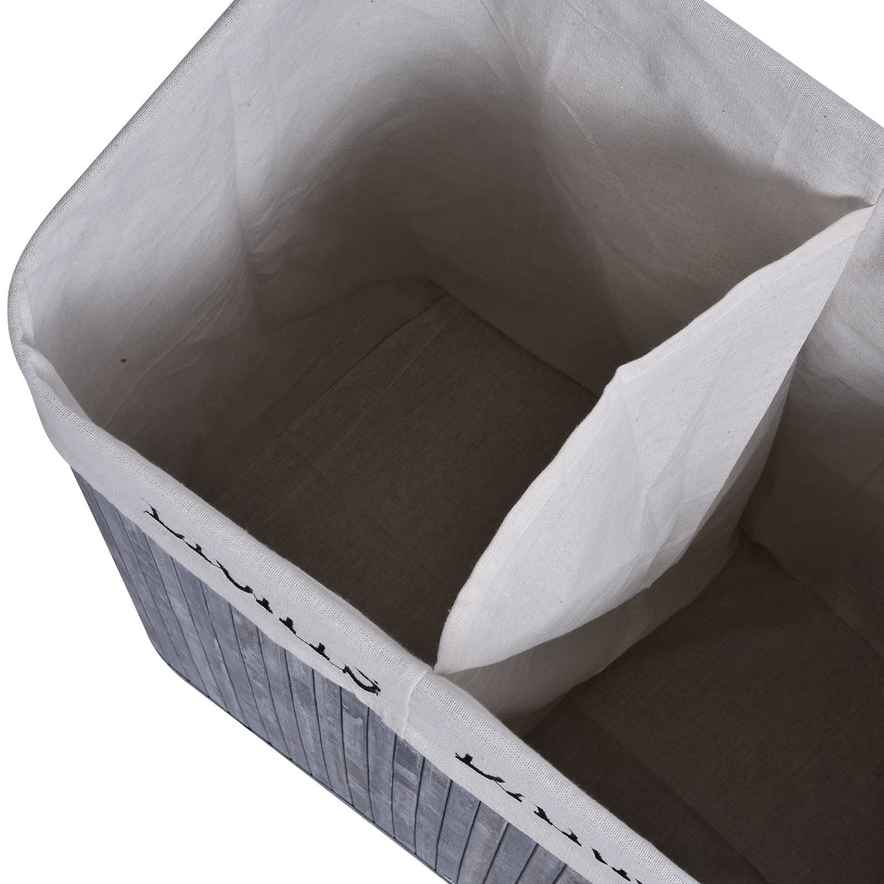 Bamboe wasmand 100L luxe wassorteerder met 2 compartimenten grijs