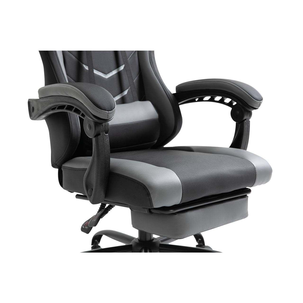 Gamestoel met voetensteun – zwart/grijs kunstleer voor optimaal comfort tijdens het gamen