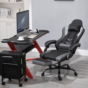 Gamestoel met voetensteun – zwart/grijs kunstleer voor optimaal comfort tijdens het gamen in moderne werkplek</s>
