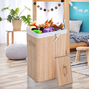 Bamboe wasmand 72 L – wassorteerder 40x30x60 cm met ademende canvas waszak voor georganiseerde wasruimte en vochtige plekken