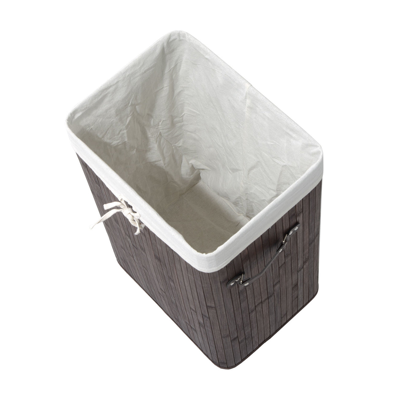 Donkerbruine bamboe wasmand – 72L met waszak en deksel