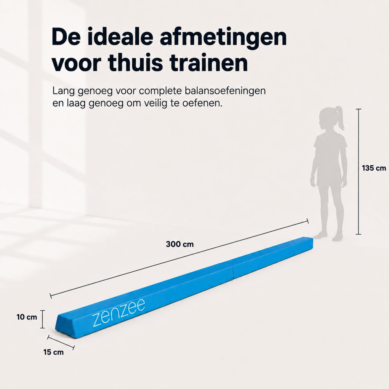 Turnbalk blauw 300 cm – balans trainer met draagtas. Ideaal voor thuis | Zenzee