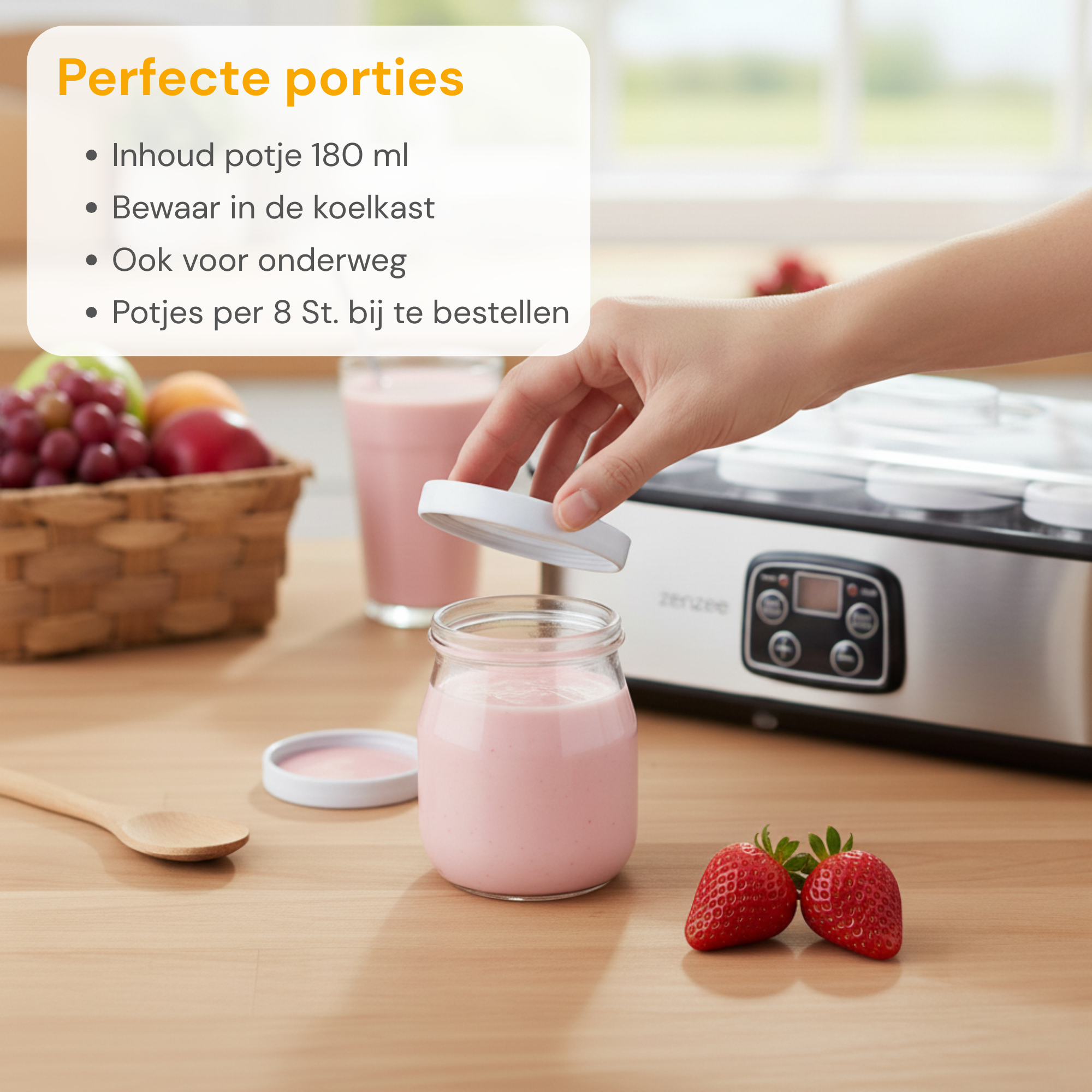 Yoghurtmaker van RVS – met 8 glazen potten voor verse huisgemaakte yoghurt | Zenzee