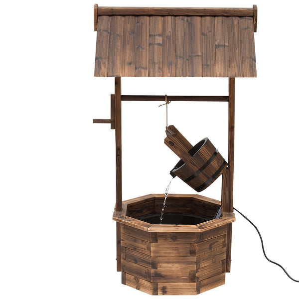 Houten tuinfontein waterput – bruin design 68x57x118 cm voor een sfeervolle tuin