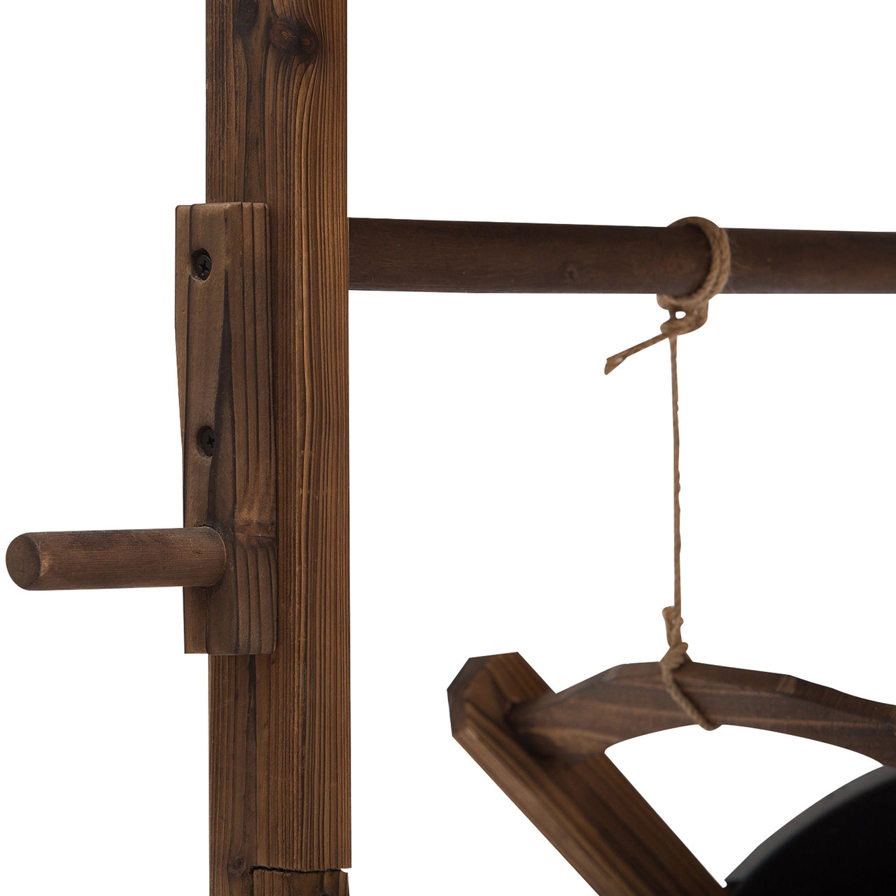 Houten tuinfontein waterput – bruin design 68x57x118 cm voor een sfeervolle tuin