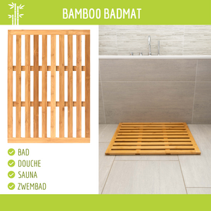 Bamboo douchemat – 62x45 cm, duurzaam en stijlvol voor je badkamer met natuurlijke afwerking en anti-slip design