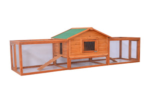 Konijnenhok en ren 309x79x86 cm – ruime en veilige leefruimte met veranda en houten afwerking voor je konijn