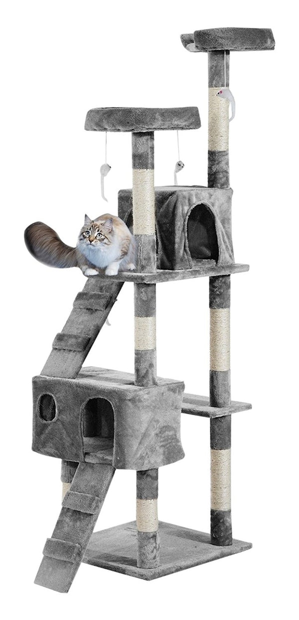 Kattenkrabpaal 170 cm beige/grijs – perfect voor krabben en spelen voor je kat