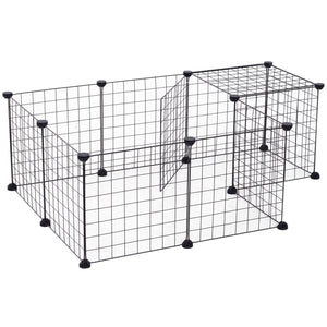 Konijnenren zwart 106x73x36 cm – ruim en veilig verblijf met stevige roosterelementen voor konijnen, cavia’s en hamsters