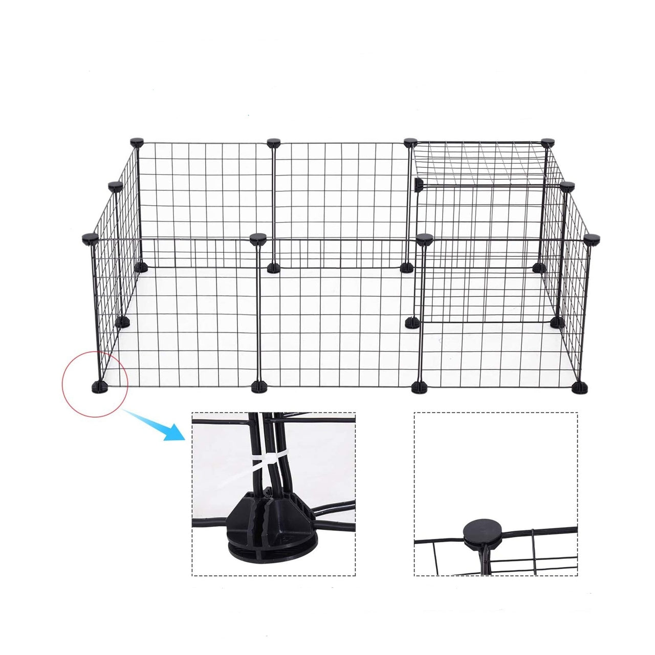 Konijnenren zwart 106x73x36 cm – Ruim en veilig verblijf voor konijnen, cavia’s en hamsters
